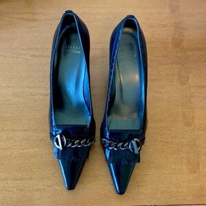 Stuart Weitzman black leather pointed toe heels
